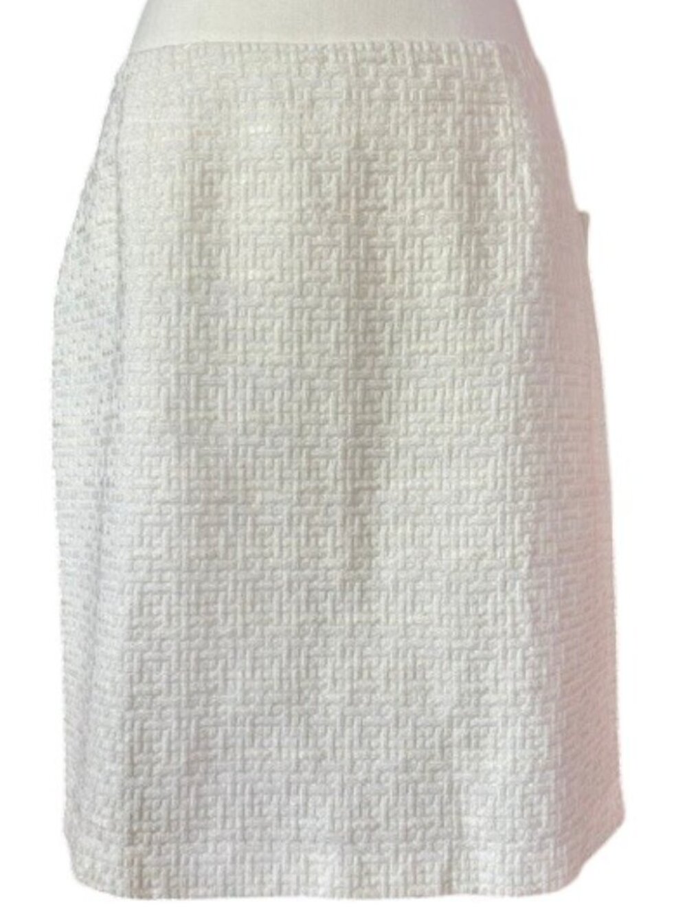 Vintage Laundry by Shelli Segal White Boulce Tweed Straight Skirt NWT Size 10
